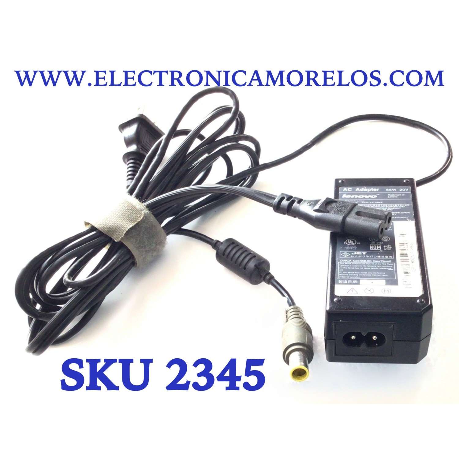 CARGADOR / ADAPTADOR DE FUENTE DE ALIMENTACION LENOVO / NUMERO DE PARTE 92P1160 / PA-1650-17I / 92P1159 / ENTRADA VCA 100-240V~1.5A(1,5A) / 50-60HZ / 65W / 20V / SALIDA VCD 20V⎓3.25A(3,25A) / MODELO 92P1160 - Imagen 1